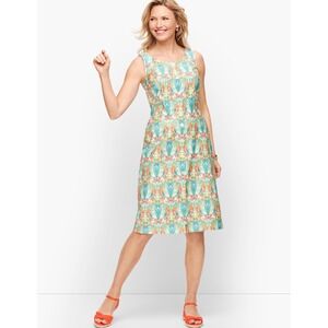 Talbots Tropical Bird Floral Print Sleeveless Shift Dress Size 18 Resort
